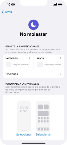 Pulsa Personas y sigue las indicaciones de la pantalla para seleccionar de qué contactos quieres recibir llamadas y notificaciones cuando No molestar está activado.