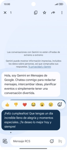 Pulsa la propuesta de texto de Gemini durante unos instantes. Sigue las indicaciones de la pantalla para utilizar el texto propuesto.