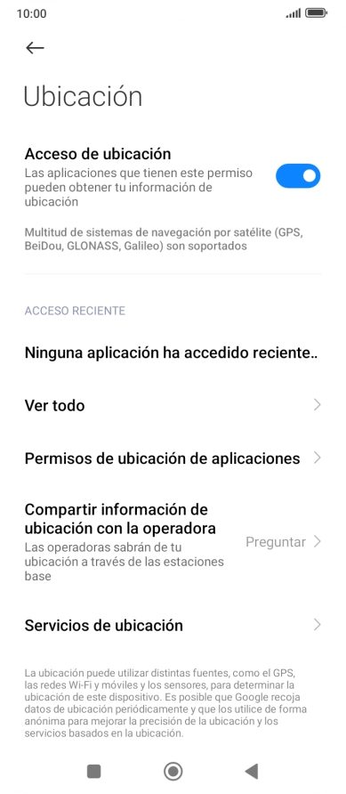 Pulsa Permisos de ubicación de aplicaciones.