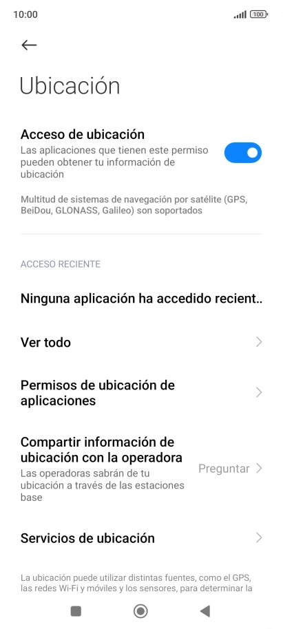 Pulsa Permisos de ubicación de aplicaciones.