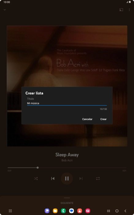 Introduce el nombre deseado de la lista de reproducción y pulsa Crear.