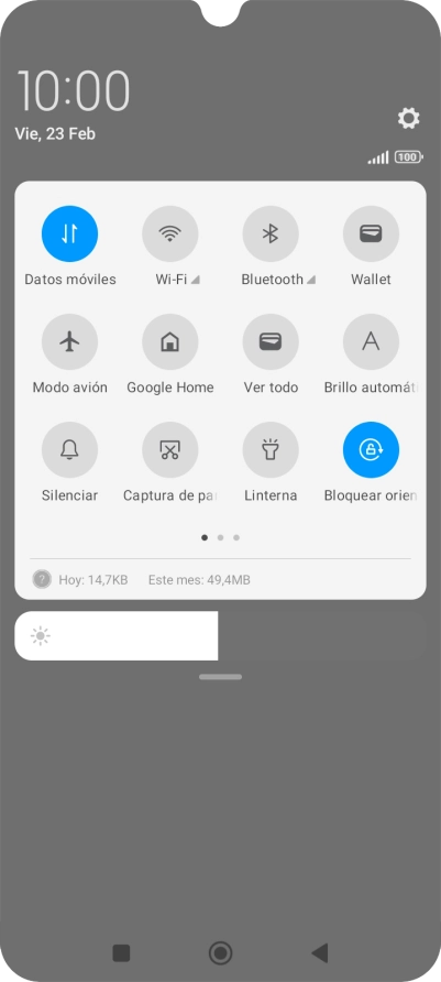 Pulsa el icono de datos móviles para activar o desactivar la función.