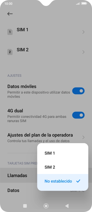Pulsa el ajuste deseado.