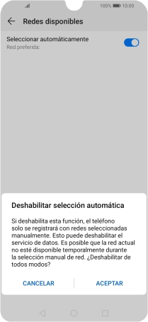 Pulsa ACEPTAR y espera mientras el teléfono está buscando redes.