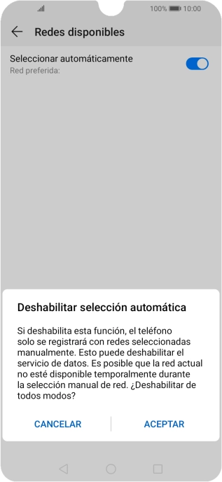Pulsa ACEPTAR y espera mientras el teléfono está buscando redes.
