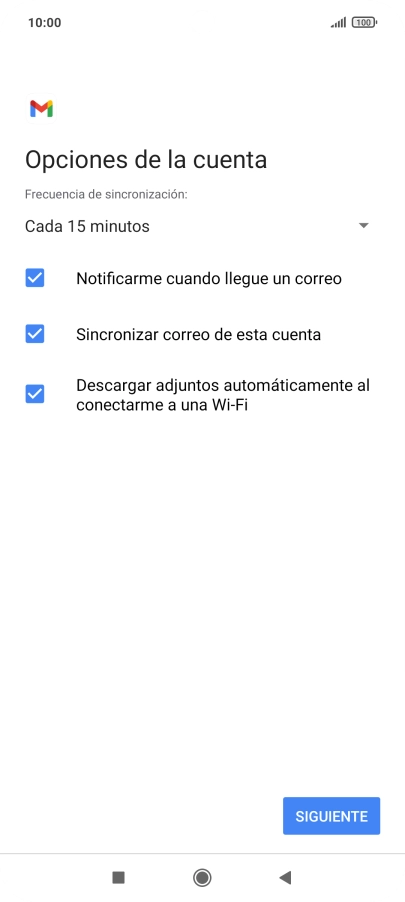 Si aparece en la pantalla esta imagen, tu cuenta de correo electrónico ha sido reconocida y configurada automáticamente. Sigue las indicaciones de la pantalla para introducir más información y terminar la configuración.