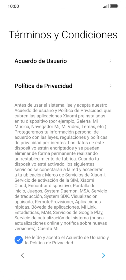 Pulsa la flecha hacia la derecha.