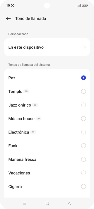 Pulsa los timbres de llamada deseados para escucharlos.