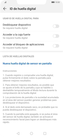 Pulsa Nueva huella digital de sensor en pantalla.