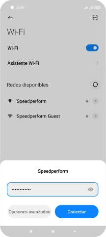 Introduce la contraseña de la red wifi y pulsa Conectar.
