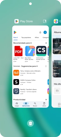 Para cerrar una sola aplicación en ejecución, desliza el dedo hacia arriba sobre la aplicación deseada.