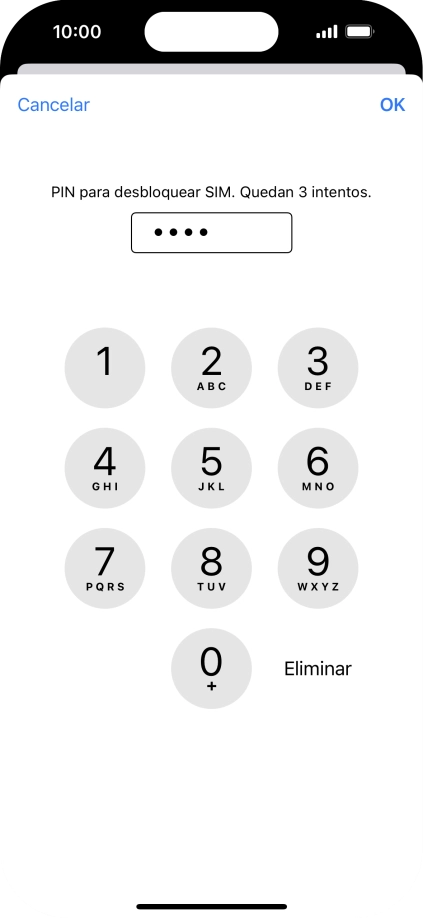 Introduce tu código PIN y pulsa OK.