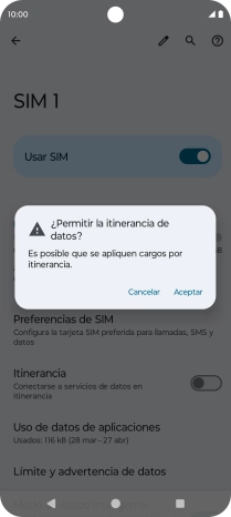 Si el roaming de datos está activado, pulsa Aceptar.