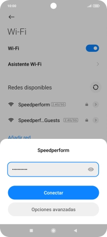 Introduce la contraseña de la red wifi y pulsa Conectar.