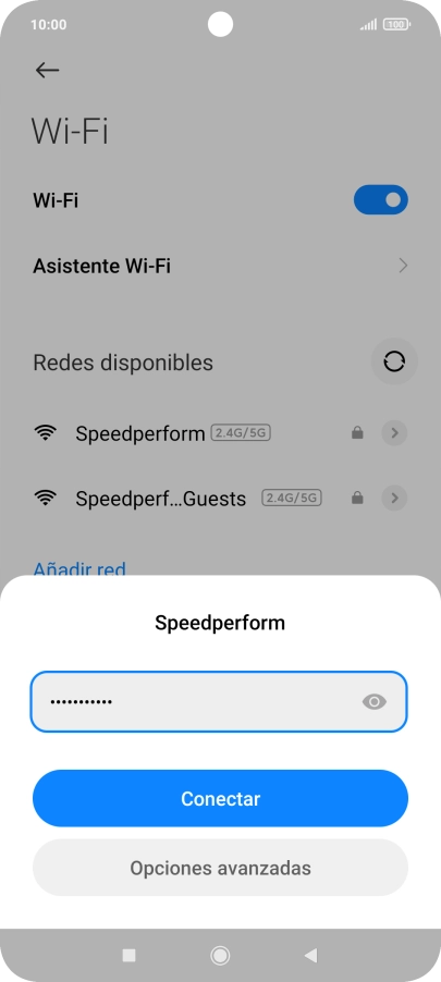 Introduce la contraseña de la red wifi y pulsa Conectar.