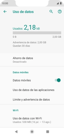 El consumo total de datos se visualiza ahora en la pantalla.