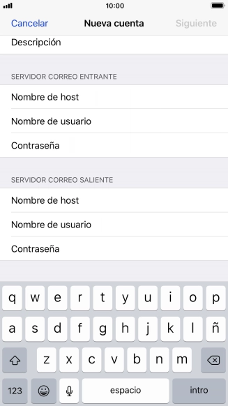Pulsa Nombre de host e introduce smtp.vodafone.es.