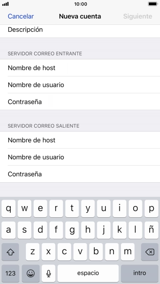 Pulsa Nombre de host e introduce smtp.vodafone.es.