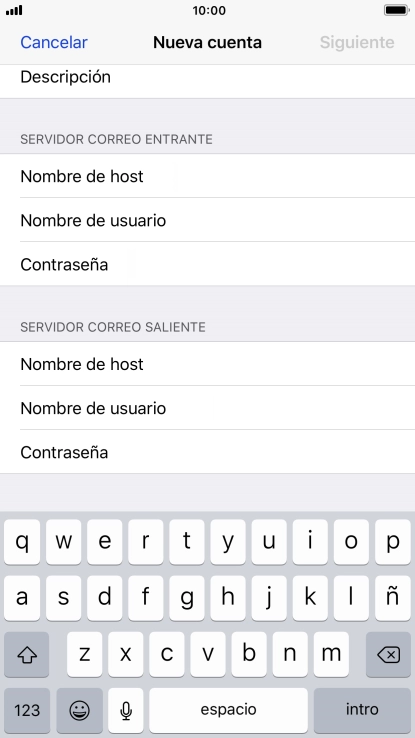 Pulsa Nombre de host e introduce smtp.vodafone.es.
