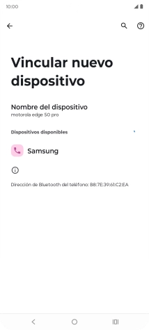 Pulsa el dispositivo Bluetooth deseado y sigue las indicaciones de la pantalla para vincular el dispositivo al teléfono.