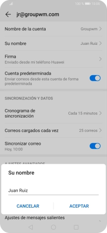 Introduce el nombre del remitente deseado y pulsa ACEPTAR.