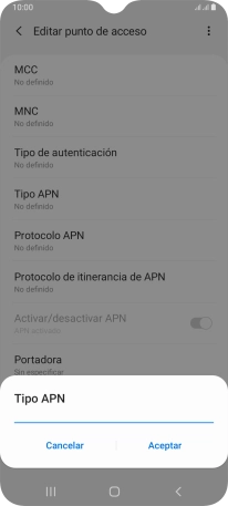 Introduce default y pulsa Aceptar.