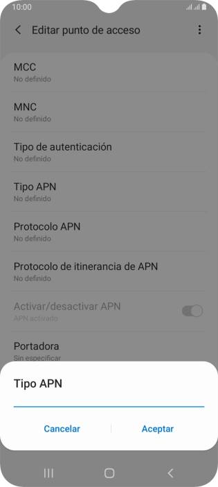 Introduce default y pulsa Aceptar.