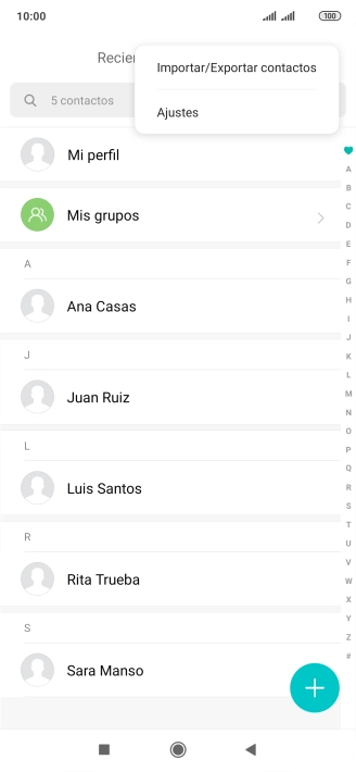 Pulsa Importar/Exportar contactos.