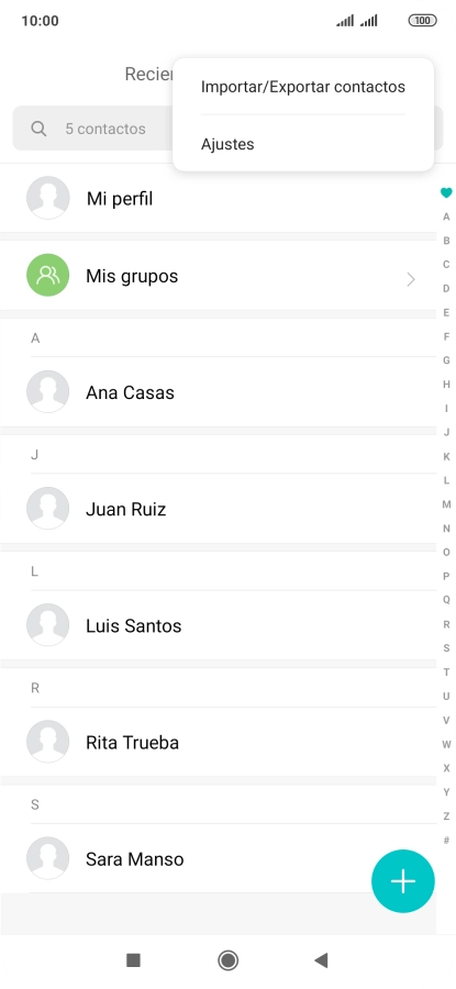 Pulsa Importar/Exportar contactos.