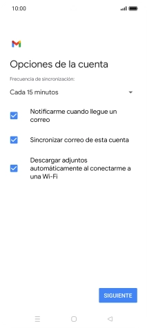 Si aparece en la pantalla esta imagen, tu cuenta de correo electrónico ha sido reconocida y configurada automáticamente. Sigue las indicaciones de la pantalla para introducir más información y terminar la configuración.