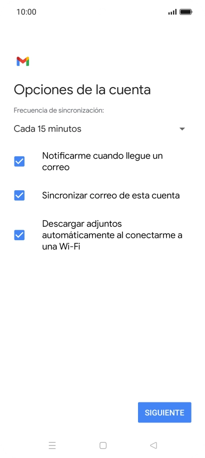 Si aparece en la pantalla esta imagen, tu cuenta de correo electrónico ha sido reconocida y configurada automáticamente. Sigue las indicaciones de la pantalla para introducir más información y terminar la configuración.