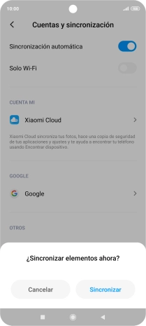 Si activas la función, pulsa Sincronizar.