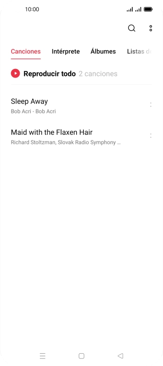 Pulsa una categoría y desplázate al archivo de música deseado.
