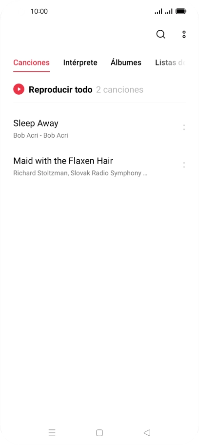 Pulsa una categoría y desplázate al archivo de música deseado.
