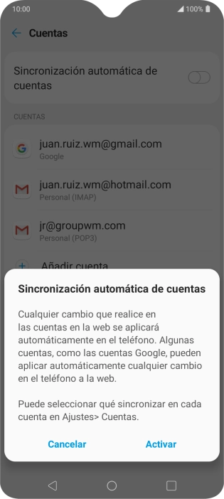 Si activas la función, pulsa Activar.