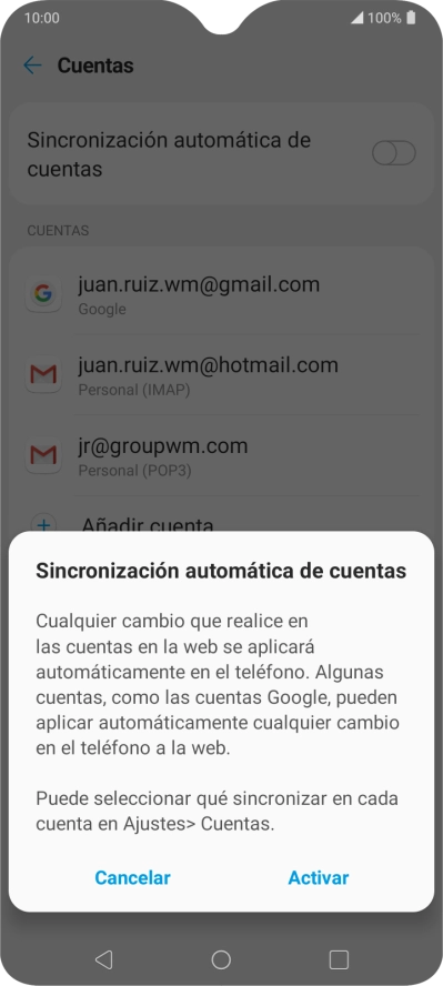 Si activas la función, pulsa Activar.
