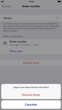 Pulsa Eliminar límite.