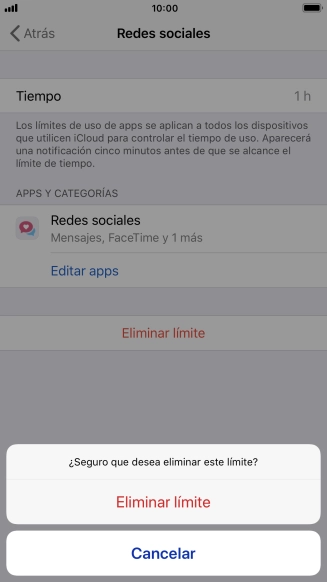 Pulsa Eliminar límite.