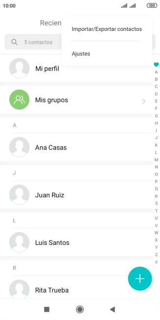 Pulsa Importar/Exportar contactos.