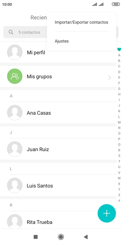 Pulsa Importar/Exportar contactos.