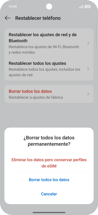 Pulsa el ajuste deseado.