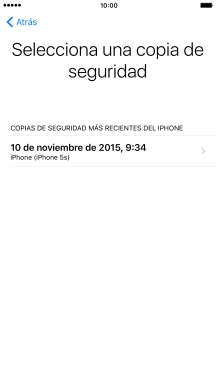 Pulsa la copia de seguridad deseada y espera mientras el teléfono restaura el contenido anterior de la copia de seguridad seleccionada. Sigue las indicaciones de la pantalla para terminar la activación.