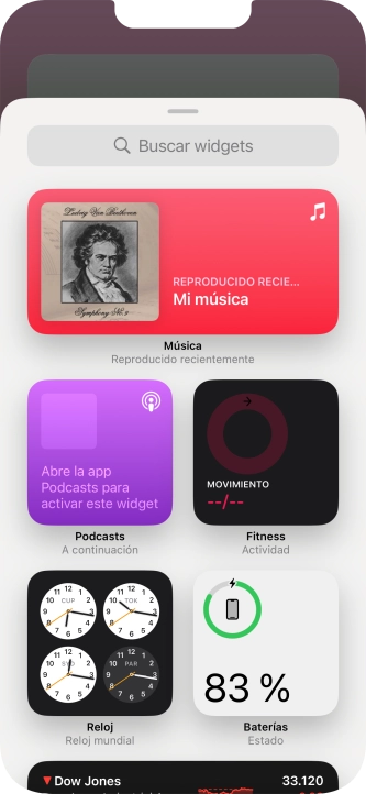 Pulsa el widget deseado.