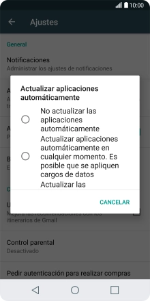 Para desactivar la actualización automática de apps, pulsa No actualizar las aplicaciones automáticamente.