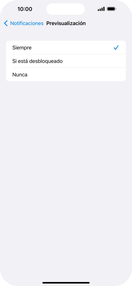 Para seleccionar la vista previa de las notificaciones en la pantalla de bloqueo, pulsa Siempre.