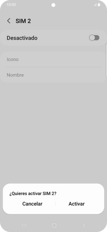 Si desactivas la tarjeta SIM, pulsa Activar.