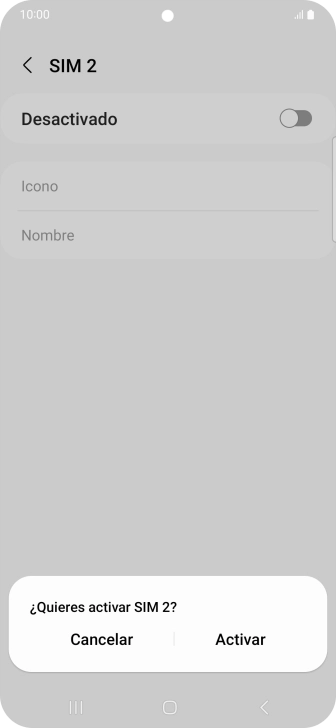 Si desactivas la tarjeta SIM, pulsa Activar.