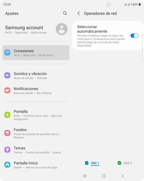 Pulsa la tarjeta SIM deseada.
