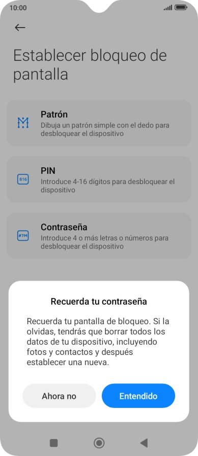Pulsa Entendido y sigue las indicaciones de la pantalla para crear un código de seguridad del teléfono adicional.