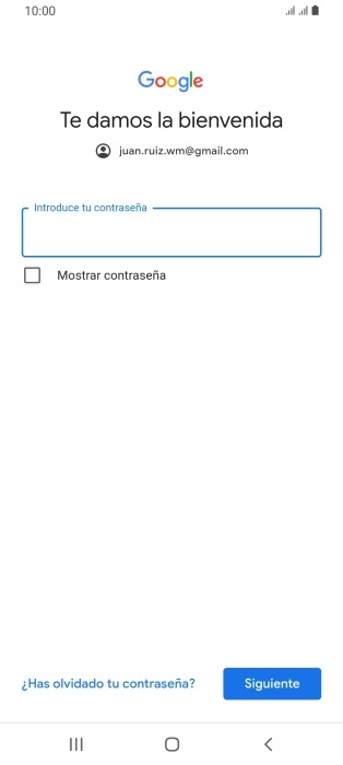 Pulsa Introduce tu contraseña e introduce la contraseña de tu cuenta de Google.